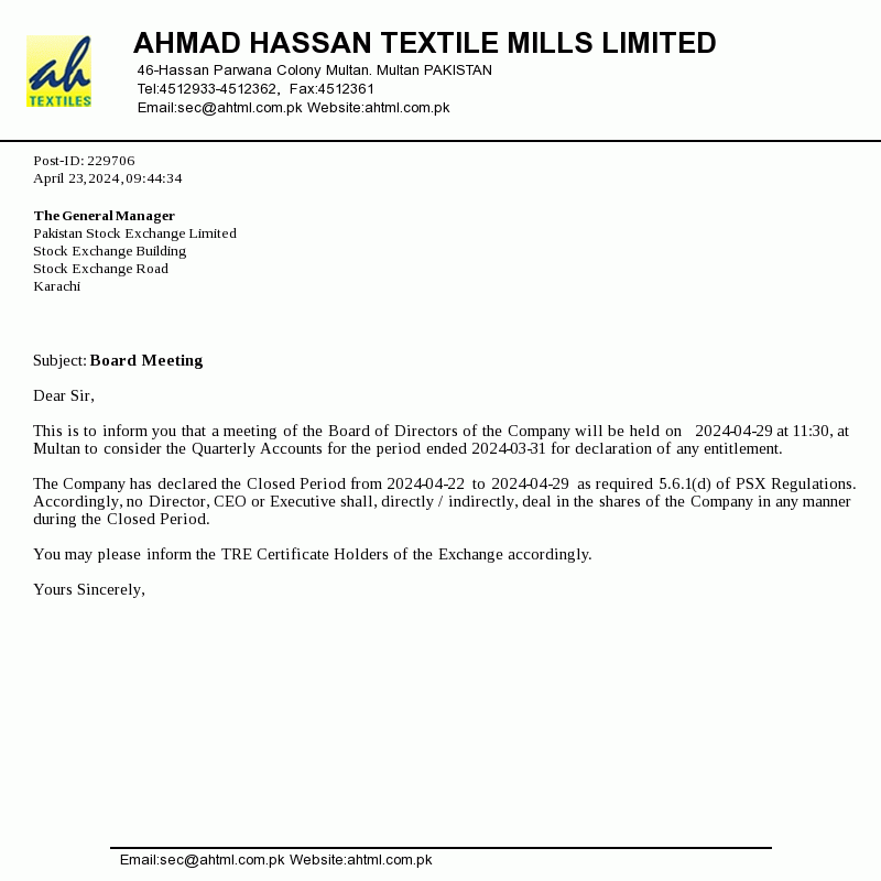 Announcement